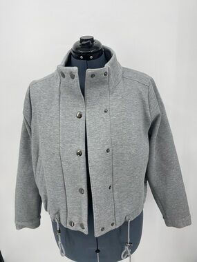 Lane Bryant Gray and Yellow Sweatshirt JACKET DRAWSTRING WAIST LADIES SIZE 15/16